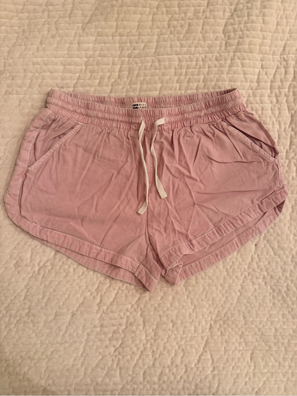 Billabong Light Pink Elastic Waist Athletic Shorts